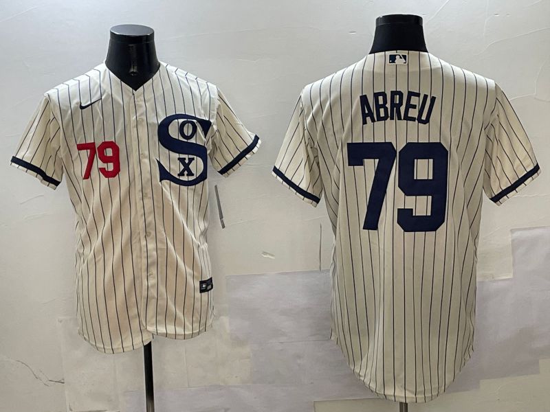 Men Chicago White Sox #79 Abreu Cream Stripe Dream Edition Game 2025 Nike MLB Jersey style 2->chicago white sox->MLB Jersey